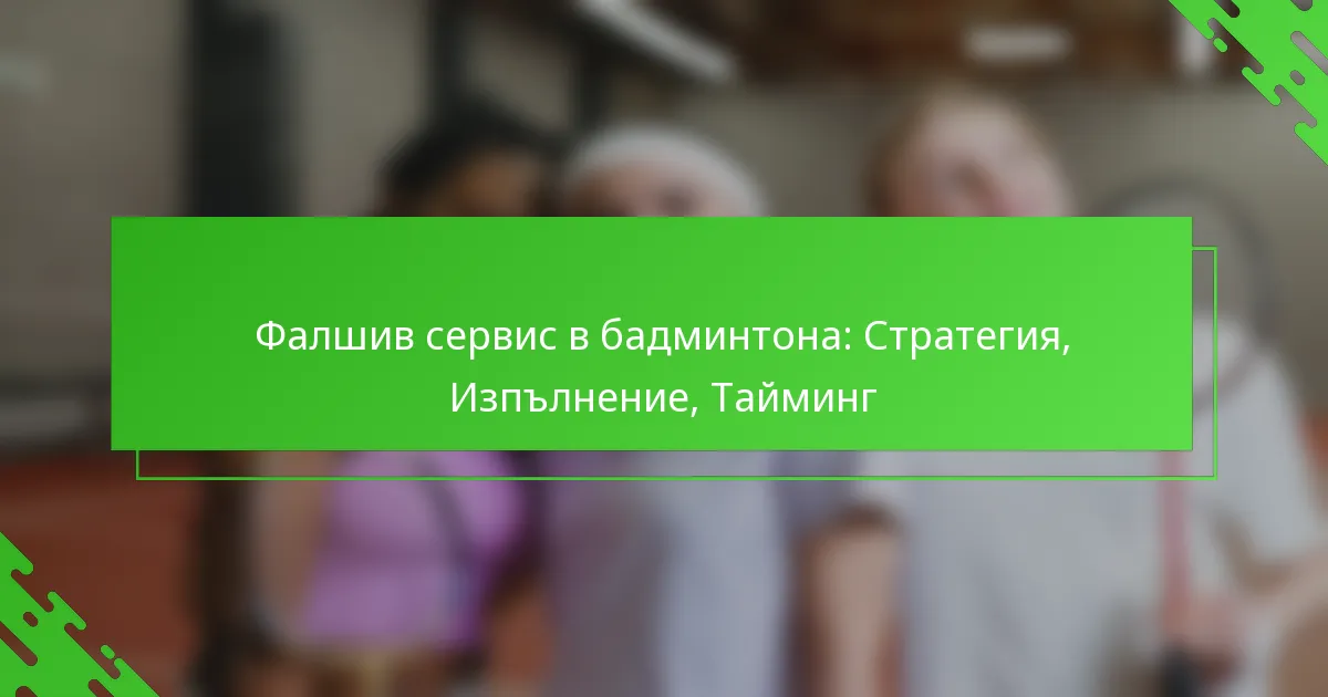 Фалшив сервис в бадминтона: Стратегия, Изпълнение, Тайминг