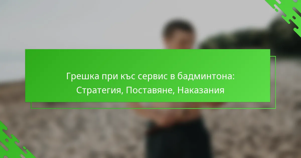 Грешка при къс сервис в бадминтона: Стратегия, Поставяне, Наказания