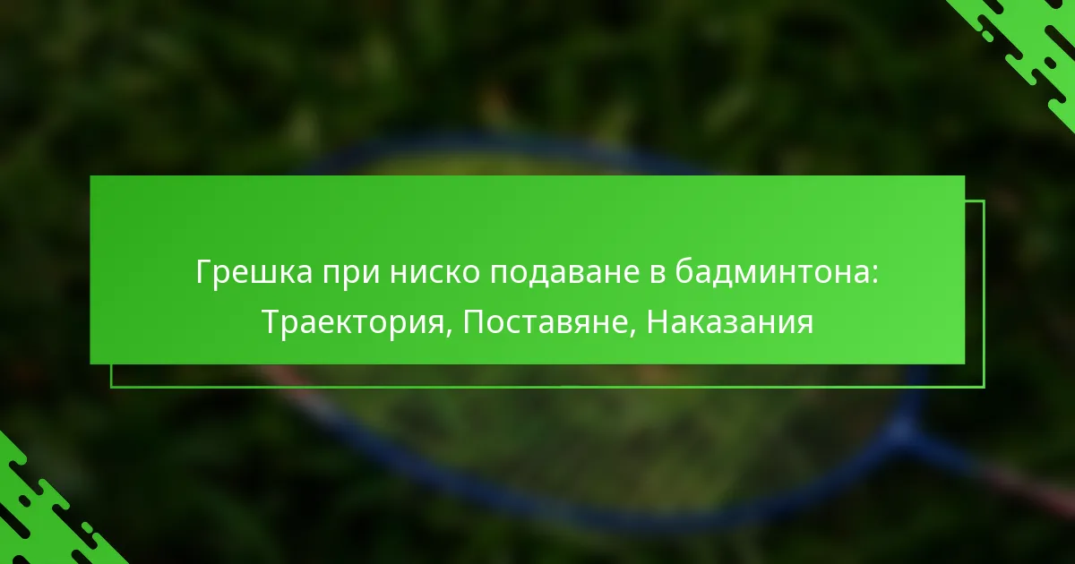 Грешка при ниско подаване в бадминтона: Траектория, Поставяне, Наказания