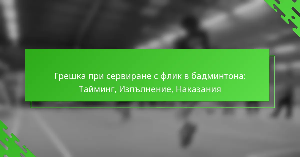 Грешка при сервиране с флик в бадминтона: Тайминг, Изпълнение, Наказания
