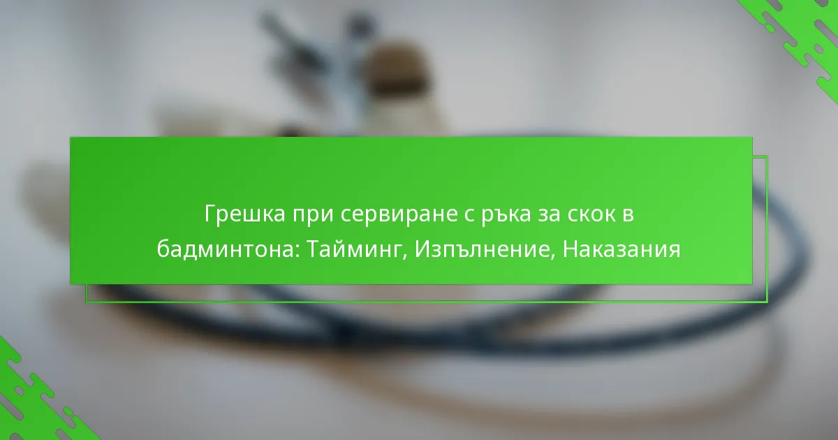 Грешка при сервиране с ръка за скок в бадминтона: Тайминг, Изпълнение, Наказания