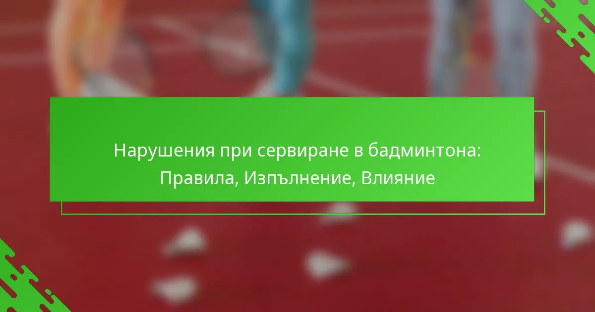 Нарушения при сервиране в бадминтона: Правила, Изпълнение, Влияние