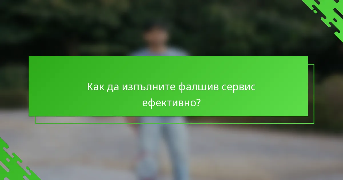 Как да изпълните фалшив сервис ефективно?